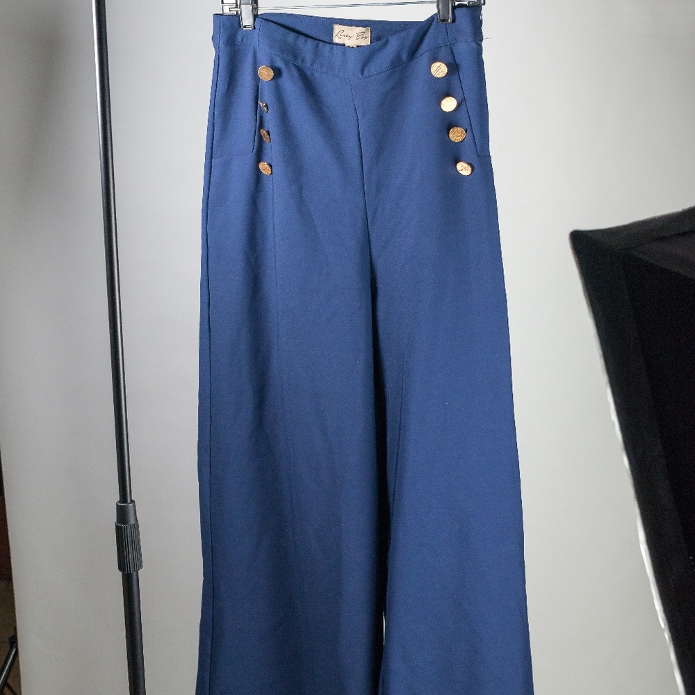 Lindy Bop Wide Leg Navy Sailor Pant Size 10